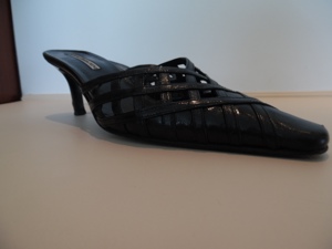 Damen Pumps Leder schwarz offen Größe 39 Sommerschuh elegant Bild 2