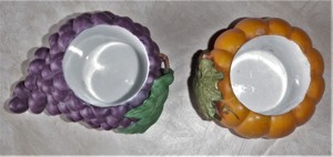 2 Keramik Teelichthalter Weintraube und Kürbis Bild 3