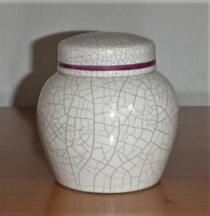 Keramiktopf mit Deckel mit Aufschrift Krims-Krams und Blumendekor Bild 2