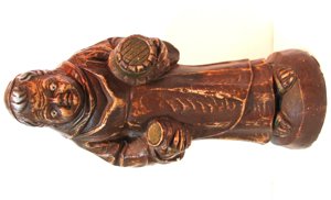Mönch mit Bierfass und Bierkrug - Figur - braun lackiert - Höhe:17cm Bild 2