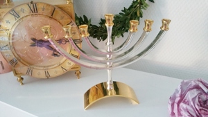 Kerzenleuchter Menora Karshi Jerusalem Gold Silver Plated Bild 2