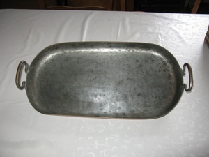 Ovale Auflaufform Kupfer mit Messing Griffen Bild 1