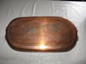 Ovale Auflaufform Kupfer mit Messinggriffen Bild 2