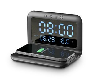 Cellularline Wireless Charging Alarm Clock black Wecker