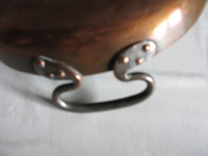 Ovale Auflaufform Kupfer mit Messing Griffen Bild 3