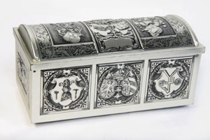 Blechdose Lebkuchendose Seim Feinste Nürnberger Elisenlebkuchen eckig Truhe leer 90er 