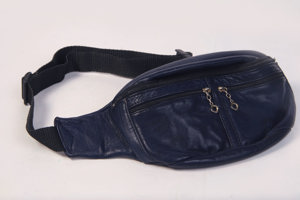 Bauchtasche Skitasche Gürtel-Hüfttasche dunkelblau Leder 22x10 vintage 70er