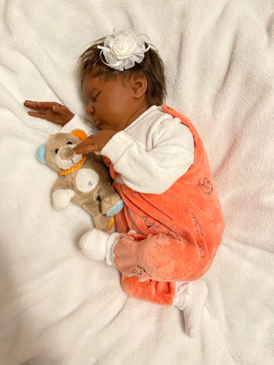 Reborn Laura Bonnie Brown Nackenmarkierung lebensecht Puppe Baby Bild 2