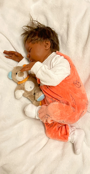 Reborn Laura Bonnie Brown Nackenmarkierung lebensecht Puppe Baby Bild 5