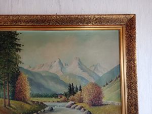 Sehr schönes Ölbild Ölgemälde Schöne Berglandschaft mit Bach von E.Ruscha 73 x 59 cm Bild 3