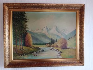 Sehr schönes Ölbild Ölgemälde Schöne Berglandschaft mit Bach von E.Ruscha 73 x 59 cm Bild 1