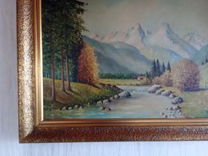 Sehr schönes Ölbild Ölgemälde Schöne Berglandschaft mit Bach von E.Ruscha 73 x 59 cm Bild 4