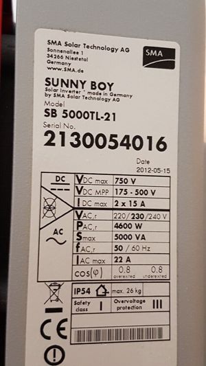 Solar-Wechselrichter SMA SunnyBoy, SB 5000-TL21 mit Speedwire Webconnect SWDM-10 Bild 3