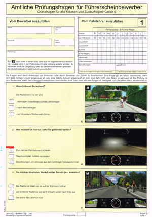 Fahrschule :Führerschein Fragebogen Klasse B (Pkw) 2022. Nr. 59 Bild 1