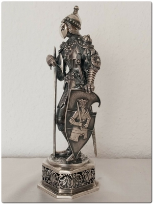 RAR Antik Silber Ritter Figur mit Original Etui  Holland Bild 7