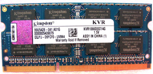 Kingston - 4GB RAM - KVR1066D3S7 4G - 1066MHz - DDR3 SODIMM - 204Pin - PC3-8500 - 1,5V