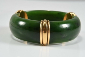 18kt Gold und Jade Armreif, ca. 30-40g Gold