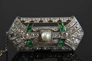 14kt Weißgold Art Deco Brosche m. Diamanten zus. ca. 3,20ct Bild 10