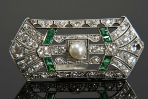 14kt Weißgold Art Deco Brosche m. Diamanten zus. ca. 3,20ct Bild 9