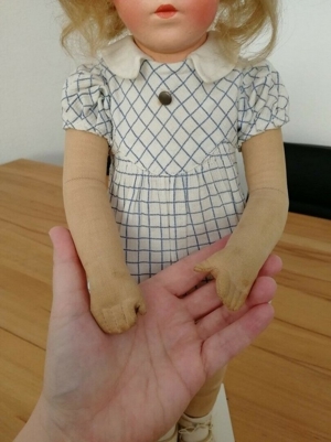 Antike Käthe Kathe Kruse Brustblatt-Puppe Doll, unrestauriert, ca 50cm Bild 4