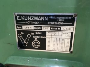 Kunzmann konventionelle Fräsmaschine UFN 6 N Bj. 1981 aus Lehrwerkstatt Bild 2