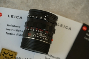 Rare, Leica Summilux M 1,4 50mm. Black paint finish Bild 7