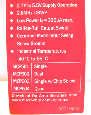 1 Stück - Microchip - MCP603 - 2.7V Single Supply CMOS Op Amps - Neu + OVP Bild 5