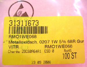 90 Stück - Widerstand RMO1WE068   31311673   Metalloxidsch. 0207 1W 5% 68R Gurt Bild 2