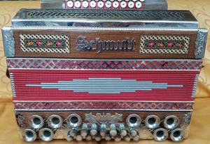 Wunderschöne Steirische Harmonika E-A-D-G Akkordeon mit Rechnung 94  und Koffer Bild 7