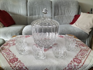 Bleikristall Bowle mit 6 Gläsern sehr gut erhalten  Bild 1