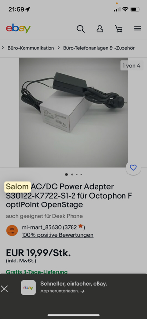 Salom AC DC Adapter für Octophon Open Stage etc Bild 1