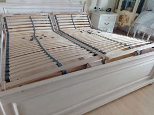 Doppelbett Holz weiß inkl. 2 Dunlopillo Rosten Bild 1