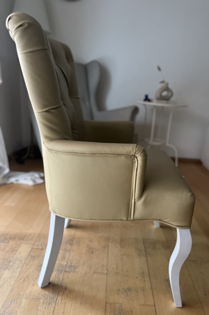 Stühle 4 Stück beige Leder Bild 2