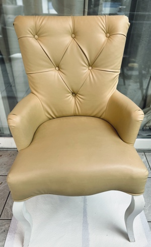 Stühle 4 Stück beige Leder Bild 1