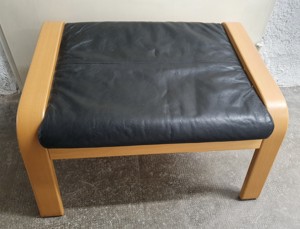 Poäng Hocker Fußhocker Stuhl Ikea Leder Holz Vintage selten! Bild 1
