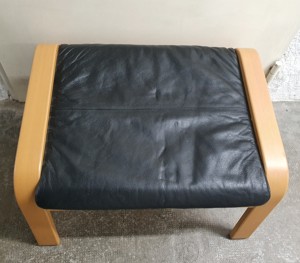 Poäng Hocker Fußhocker Stuhl Ikea Leder Holz Vintage selten! Bild 2