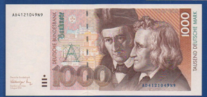 1000 Deutsche Mark DMark DM Schein Banknote Bild 1