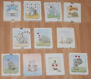 Süße kleine Bilder - 8 x 6, 5 cm - Elefant - Kinderzimmer