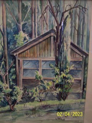 Aquarell von 1963 Bild Bilderrahmen Gemälde Wandbild Signiert Widmung Antik Alt Bild 2