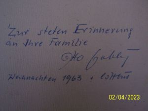 Aquarell von 1963 Bild Bilderrahmen Gemälde Wandbild Signiert Widmung Antik Alt Bild 5