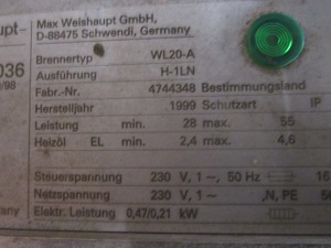 Weishaupt Ölbrenner WL20AH-1LN, 28-55KW Bild 2