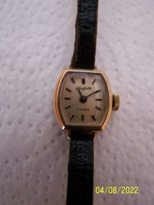 DDR Glashütte Damen Armbanduhr Damenuhr Uhr GUB 17 Rubis Goldplaque 17 Rubis Aufziehwerk