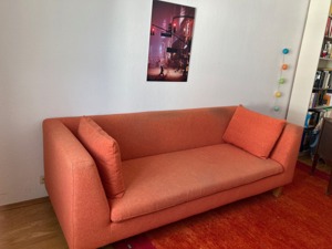 Sofa (Precklein, Kvadrat-Bezug orange) zu verschenken: 230 x 90 x 80 Bild 2