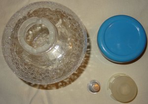 D Windlicht 2-teilig Glas + Glas Kerzenständer 70iger 22H 15 wenig benutzt gut erhalten älter Vintag