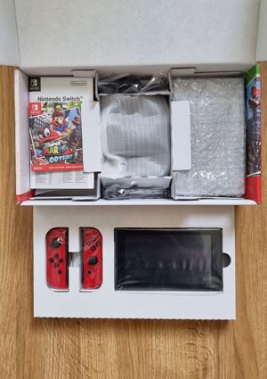 Nintendo Switch v1 ungepatchte Limited Edition Mario Odyssey neu + Code Bild 3