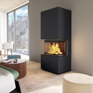 Kamin Bausatz BRILLIANT Anthrazit + Smart 3XLTh 6,5KW Panorama U Kamin 3seitig Neu Hajduk LDF-Kamine