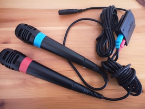 Original Sony Playstation 2 PS2 SingStar Mikrofone mit Adapter