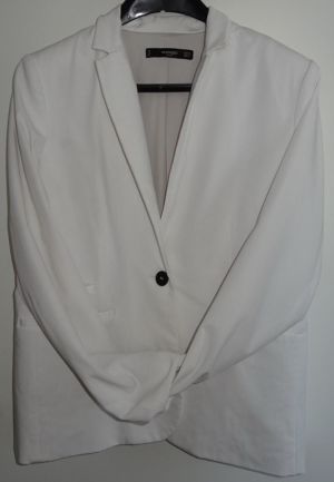 KT Mango Basics Damenjacke Gr. 44 Weiß 60Polyester 34Viscose 6Elasthan wenig getragen Jacke Damen Kl