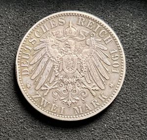  Mecklenburg-Schwerin Friedrich Franz IV. 2 Mark 1901 A Silber. J 85 Bild 2