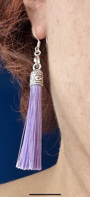 Quasten Ohrringe blau, schwarz und lila 925 Silber  Bild 1
